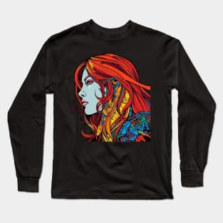 Red Sonja Profile Graffiti Streetwear Long Sleeve T-Shirt